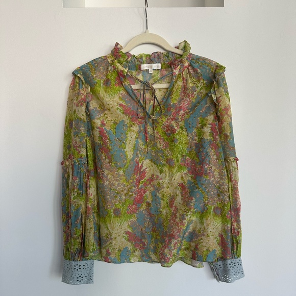 LoveShackFancy Ronalda Blouse in Pastel Fields - Picture 2 of 11